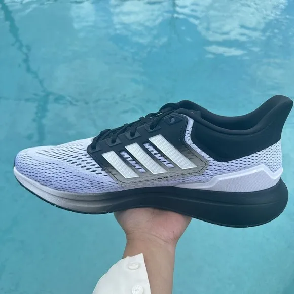 MEN'S Adidas EQ21 Run Athletic Shoe Running Sneaker White Black HQ1844 Size 12