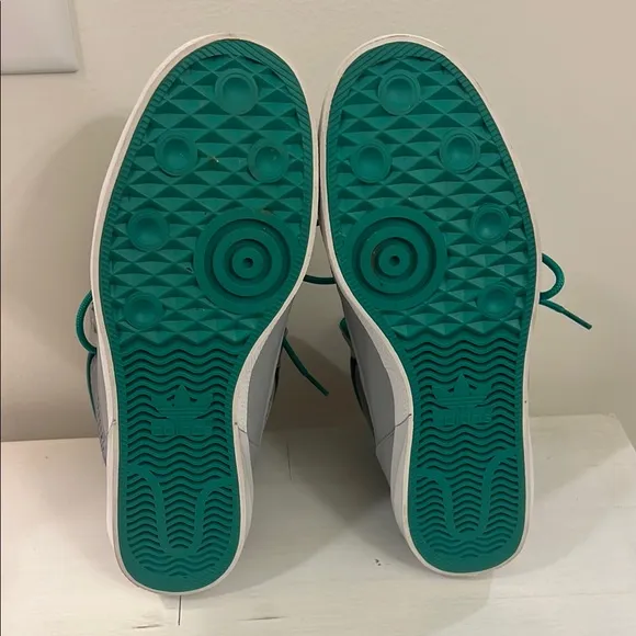 Men's Adidas Gray and Green High-Top Sneakers