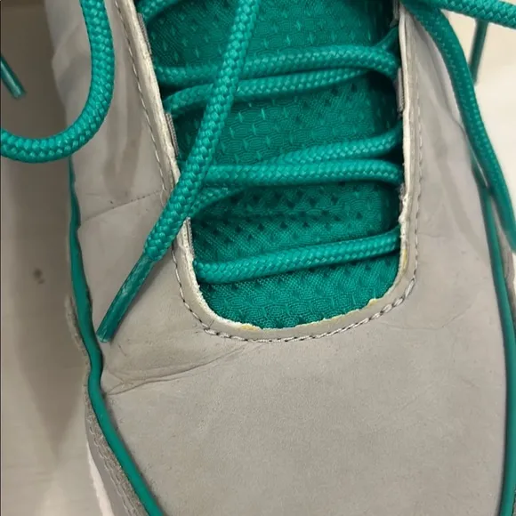 Men's Adidas Gray and Green High-Top Sneakers
