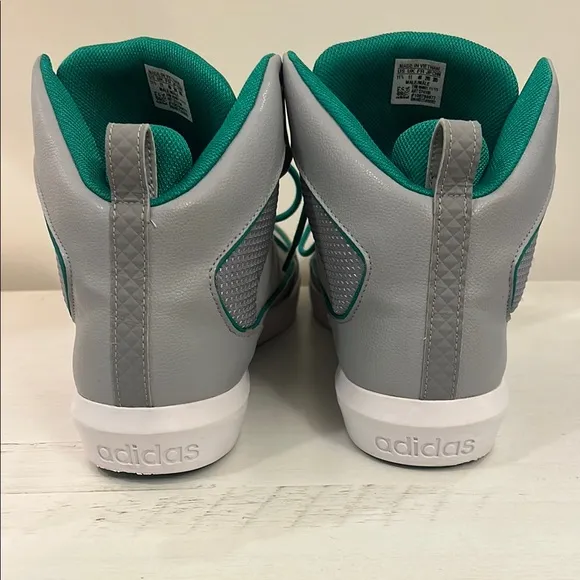 Men's Adidas Gray and Green High-Top Sneakers