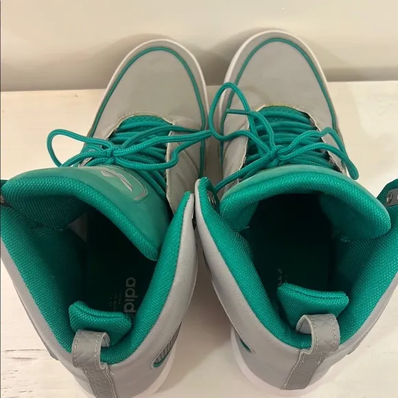 Men's Adidas Gray and Green High-Top Sneakers