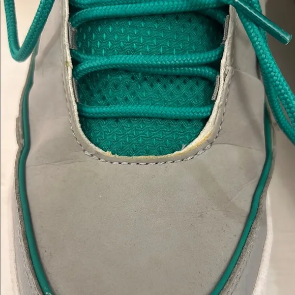 Men's Adidas Gray and Green High-Top Sneakers