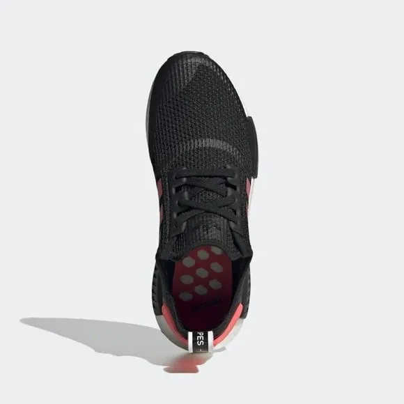 MENS Adidas Originals NMD R1 Boost Shoes Black Signal Pink FV9153