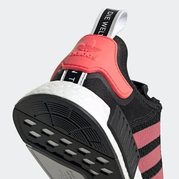 MENS Adidas Originals NMD R1 Boost Shoes Black Signal Pink FV9153