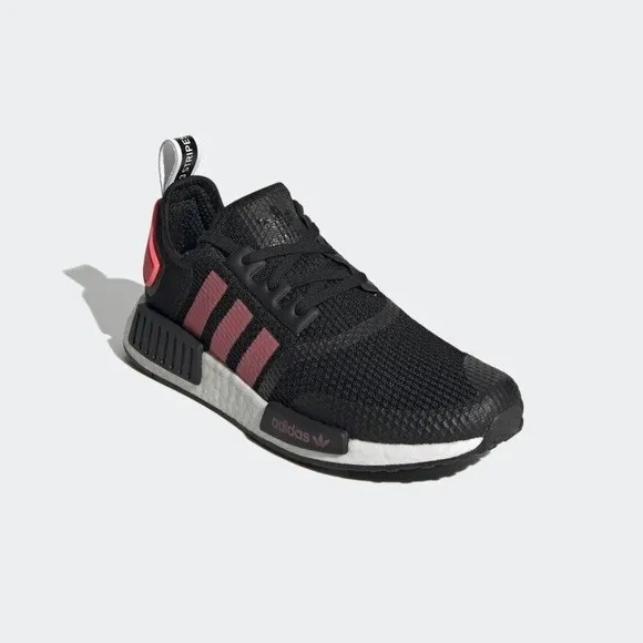 MENS Adidas Originals NMD R1 Boost Shoes Black Signal Pink FV9153