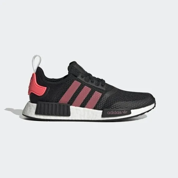MENS Adidas Originals NMD R1 Boost Shoes Black Signal Pink FV9153
