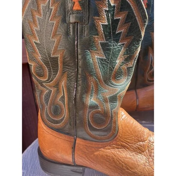 Men's Ariat Cowboy 38575 Cobolt Btown &amp; Green Boots Size 12D