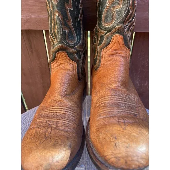 Men's Ariat Cowboy 38575 Cobolt Btown &amp; Green Boots Size 12D