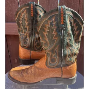 Men's Ariat Cowboy 38575 Cobolt Btown &amp; Green Boots Size 12D