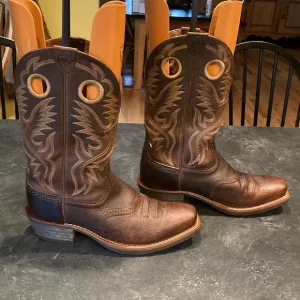 Men’s Ariat Heritage Roughstock brown leather cowboy boots size 12