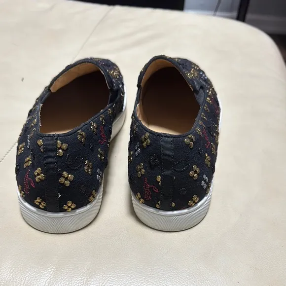 Men's Black and Gold Slip-On Shoes