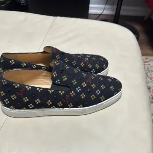 Men's Black and Gold Slip-On Shoes