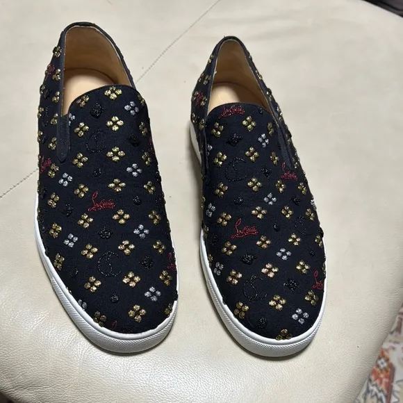 Men's Black and Gold Slip-On Shoes
