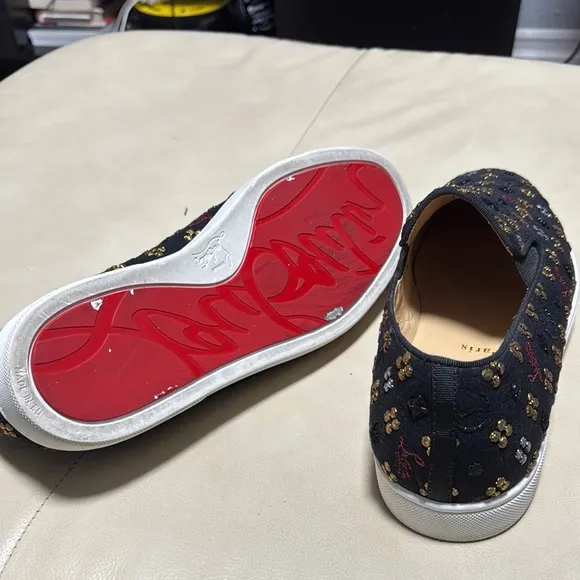 Men's Black and Gold Slip-On Shoes