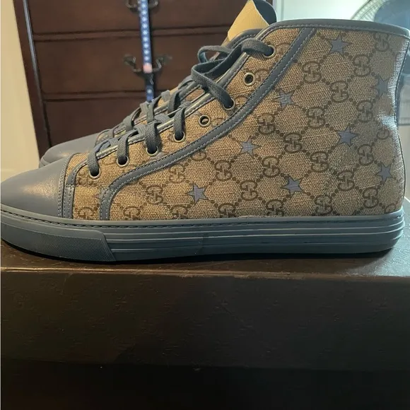 Men's Blue Designer High-Top Sneakers