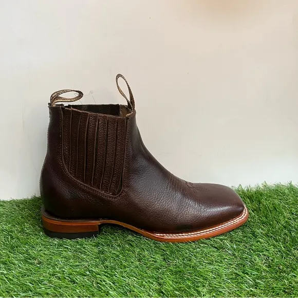 MENS BOTIN COWBOY LEATHER RODEO SQUARE TOE BOOTS BLACK REYME 1042 FREE SHIPPING