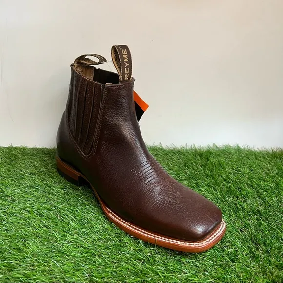 MENS BOTIN COWBOY LEATHER RODEO SQUARE TOE BOOTS BLACK REYME 1042 FREE SHIPPING