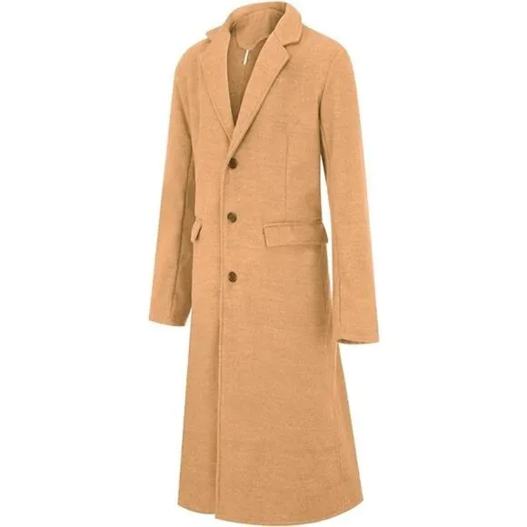 Men's Casual Trench Coat Slim Fit Khaki