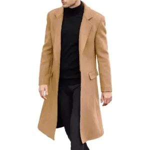 Men's Casual Trench Coat Slim Fit Khaki