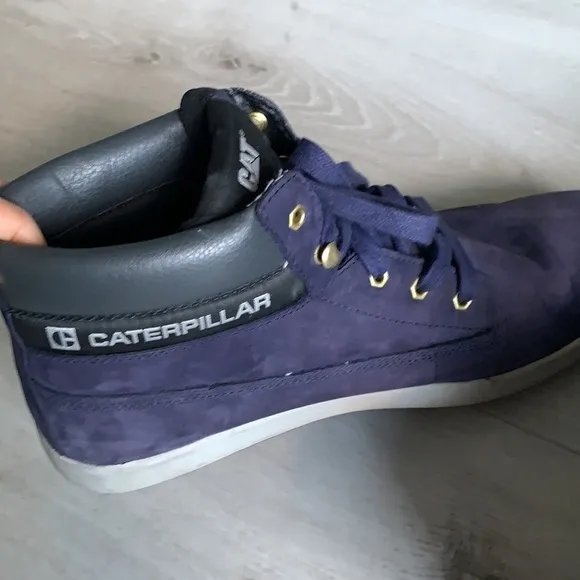 Men’s Caterpillar Navy Suede high top sneakers leather size 12 CAT gray