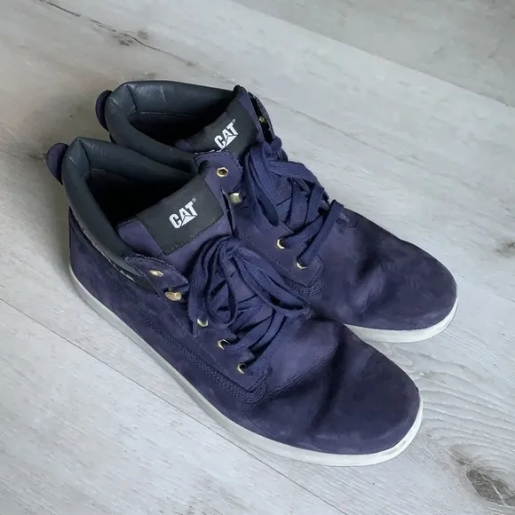 Men’s Caterpillar Navy Suede high top sneakers leather size 12 CAT gray