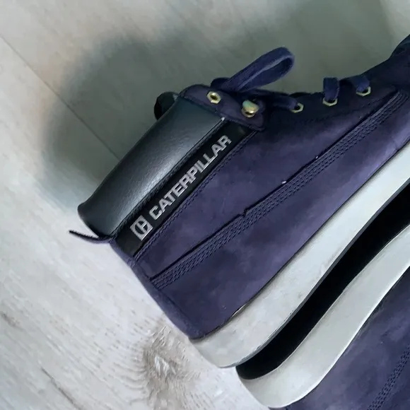 Men’s Caterpillar Navy Suede high top sneakers leather size 12 CAT gray