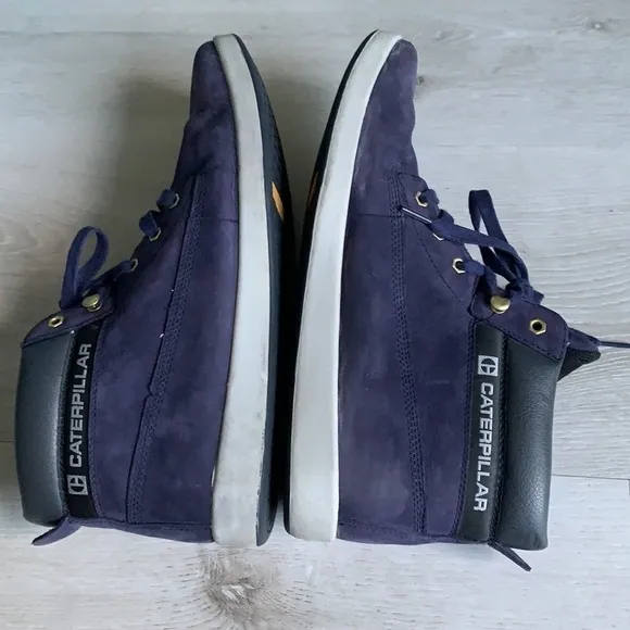 Men’s Caterpillar Navy Suede high top sneakers leather size 12 CAT gray