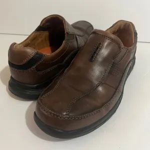 Mens Clark Leather Loafers Shoes Brown Size 8.5M