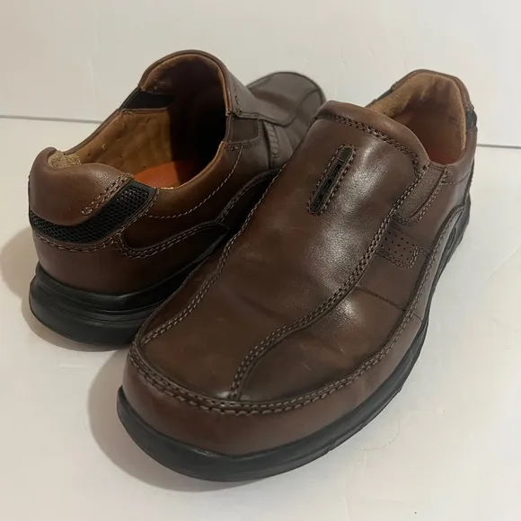 Mens Clark Leather Loafers Shoes Brown Size 8.5M