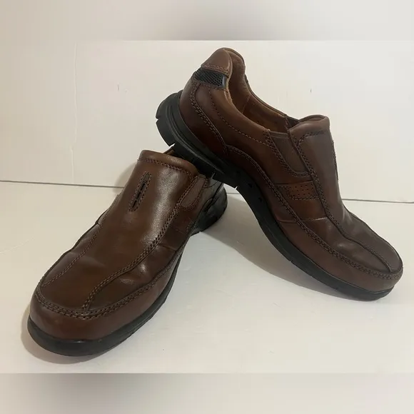 Mens Clark Leather Loafers Shoes Brown Size 8.5M