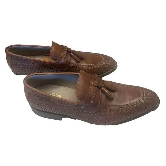 MENS CLARKS TOR COLLECTION TWINLEY FREE LEATHER SLIP ON TASSEL LOAFER SHOES Sz 9