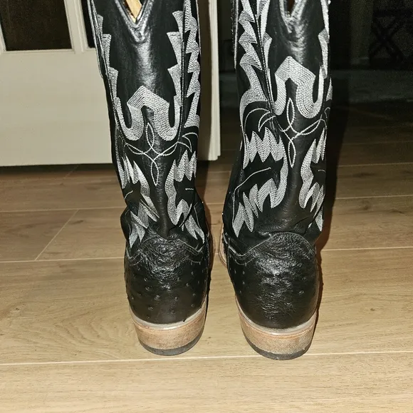 Men's Cowtown Black Full Quill Cowboy Boots Size 10.5D