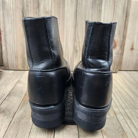 Mens Double H Boots size 9 D Ankle High 7&quot; Harness Black Leather Boots