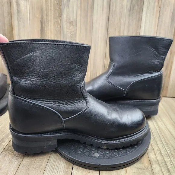 Mens Double H Boots size 9 D Ankle High 7&quot; Harness Black Leather Boots