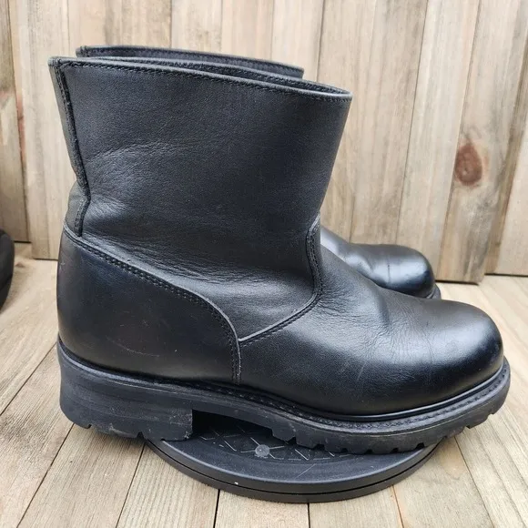 Mens Double H Boots size 9 D Ankle High 7&quot; Harness Black Leather Boots