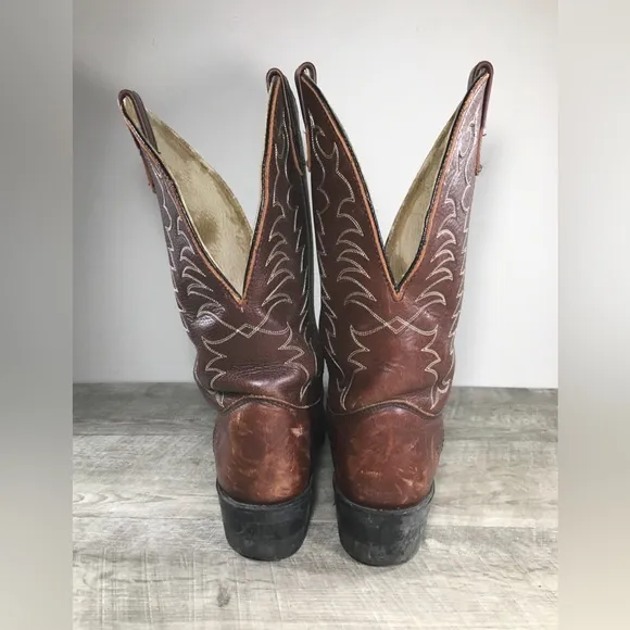 Mens Double H HH DH3251 Round Toe Scalloped Cowboy Western Boots Pull On Size 11