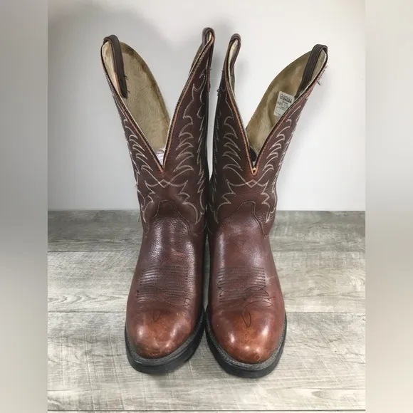 Mens Double H HH DH3251 Round Toe Scalloped Cowboy Western Boots Pull On Size 11