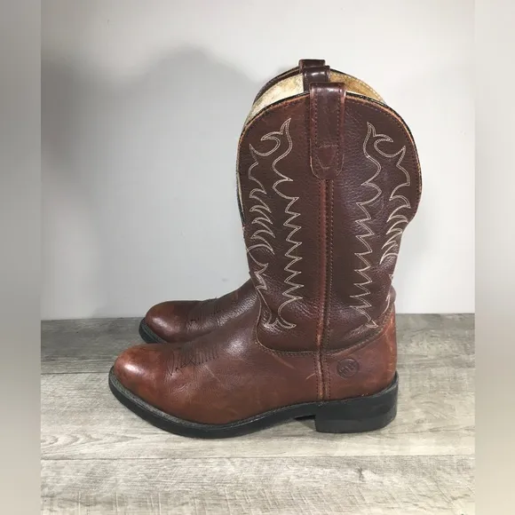 Mens Double H HH DH3251 Round Toe Scalloped Cowboy Western Boots Pull On Size 11
