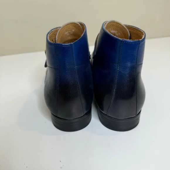 Men's leather boots buckle Chelsea pointed toe trendy high-top leather shoes