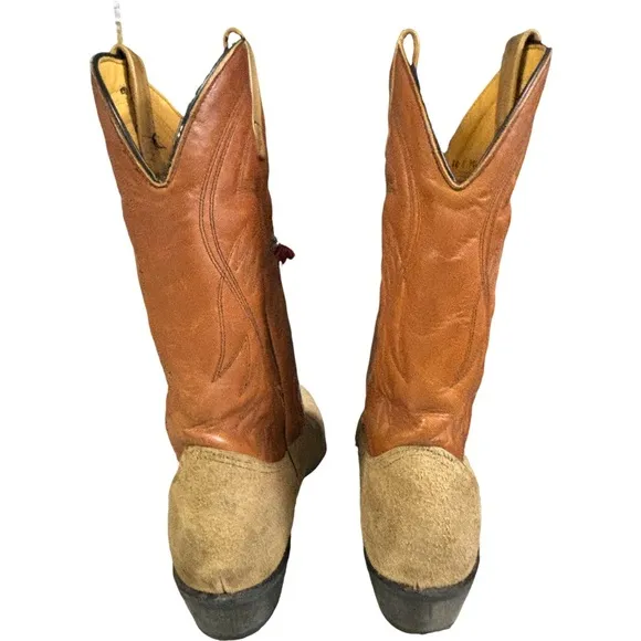 Men's Leather Cowboy Style Boots Smooth Grain Stitched Traditional Point Toe 10D