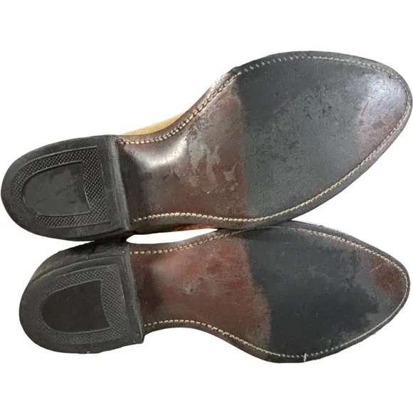 Men's Leather Cowboy Style Boots Smooth Grain Stitched Traditional Point Toe 10D