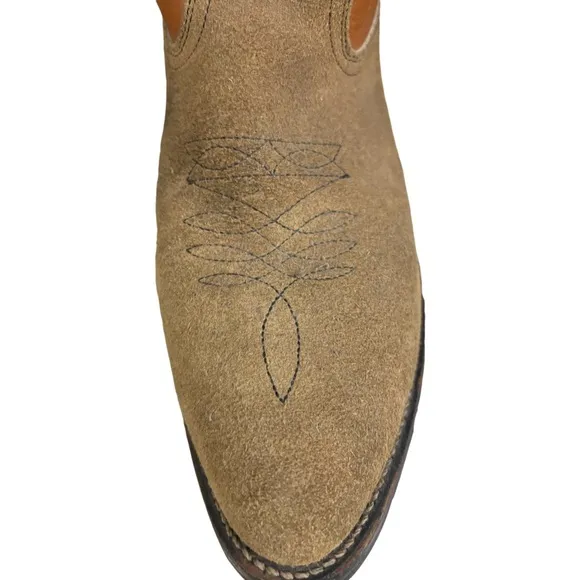 Men's Leather Cowboy Style Boots Smooth Grain Stitched Traditional Point Toe 10D