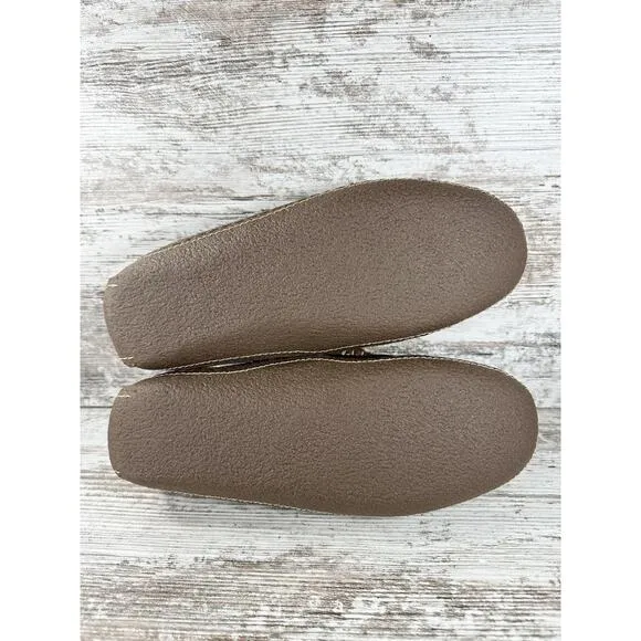 Men's L.L. Bean Handsewn Brown Leather Flannel-Lined Slippers Moccasin Sz 10M