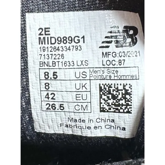 Men's New Balance 989 Composite Toe Industrial Work Boot Black Sz 8.5 2E (Wide)