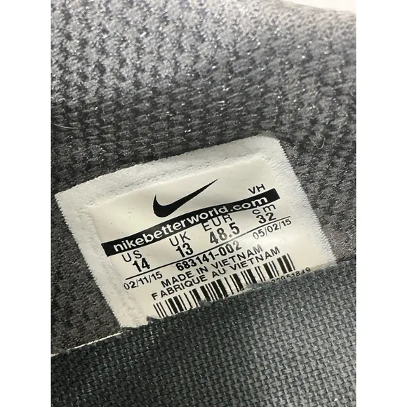 Men’s Nike Fslite2 Size 14 Lace Up Black Leather Mesh Sneakers