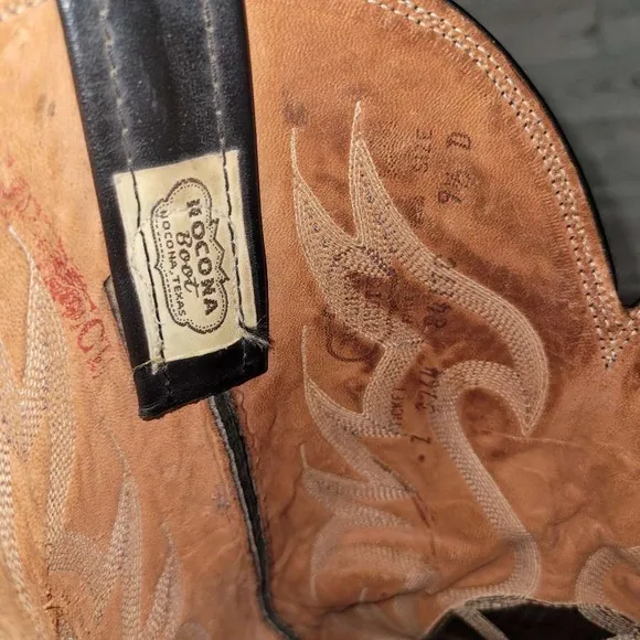 Men's Nocona Western Black Leather Rodeo Cowboy Boots Size 9.5 D USA Made