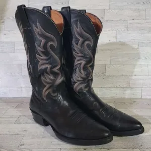 Men's Nocona Western Black Leather Rodeo Cowboy Boots Size 9.5 D USA Made