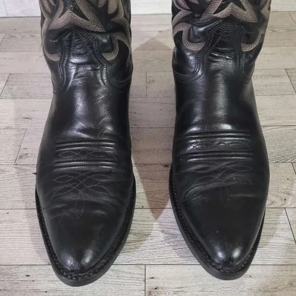 Men's Nocona Western Black Leather Rodeo Cowboy Boots Size 9.5 D USA Made