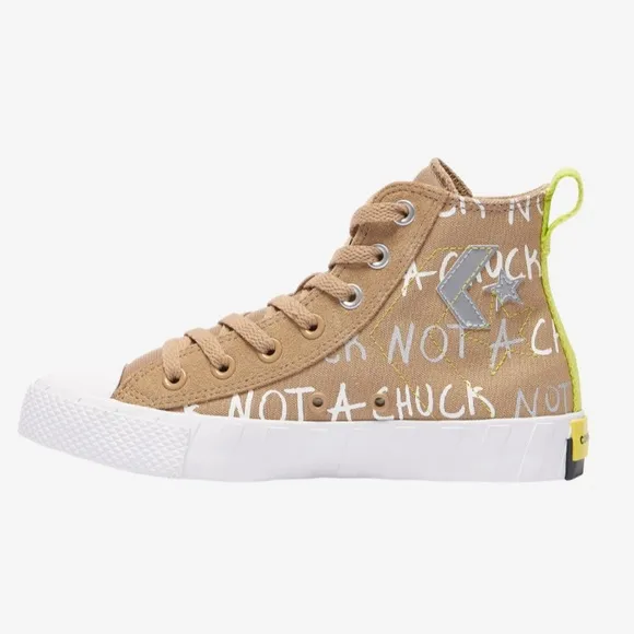 Mens Not a Chuck neon yellow contrast High Top Converse Sneakers size 10.5