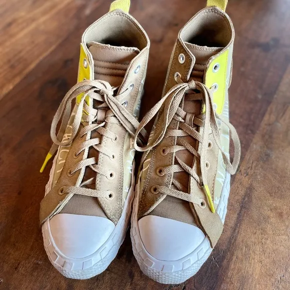 Mens Not a Chuck neon yellow contrast High Top Converse Sneakers size 10.5